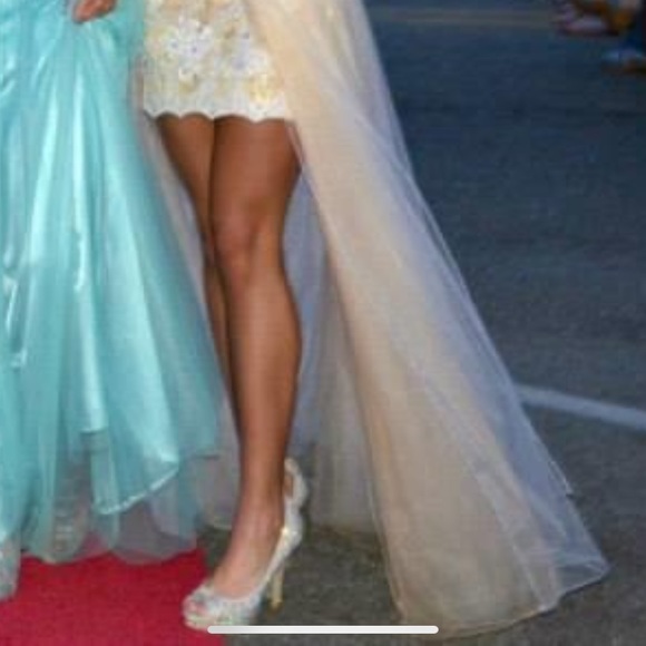 Angela and Alison Long Gold Prom Dress - Picture 7 of 8
